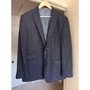 Harry Brown Heritage Blue Plaid Wool Blend Blazer Sport Coat 48R 2 Button NWOT